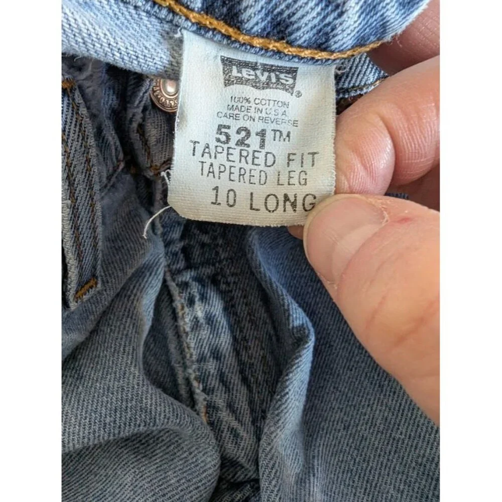Vintage 90s Levi's 521‎ Jeans Size 10 Long Taper Fit Tapered Leg Denim 28x31 USA
